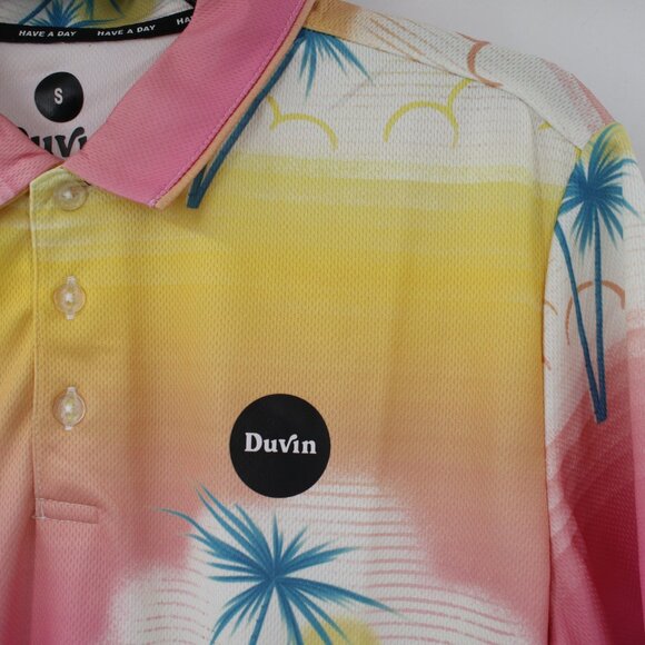 NWT Duvin polo shirt mens small Days in the Clouds golf casual sun palm tree fun - Picture 2 of 9